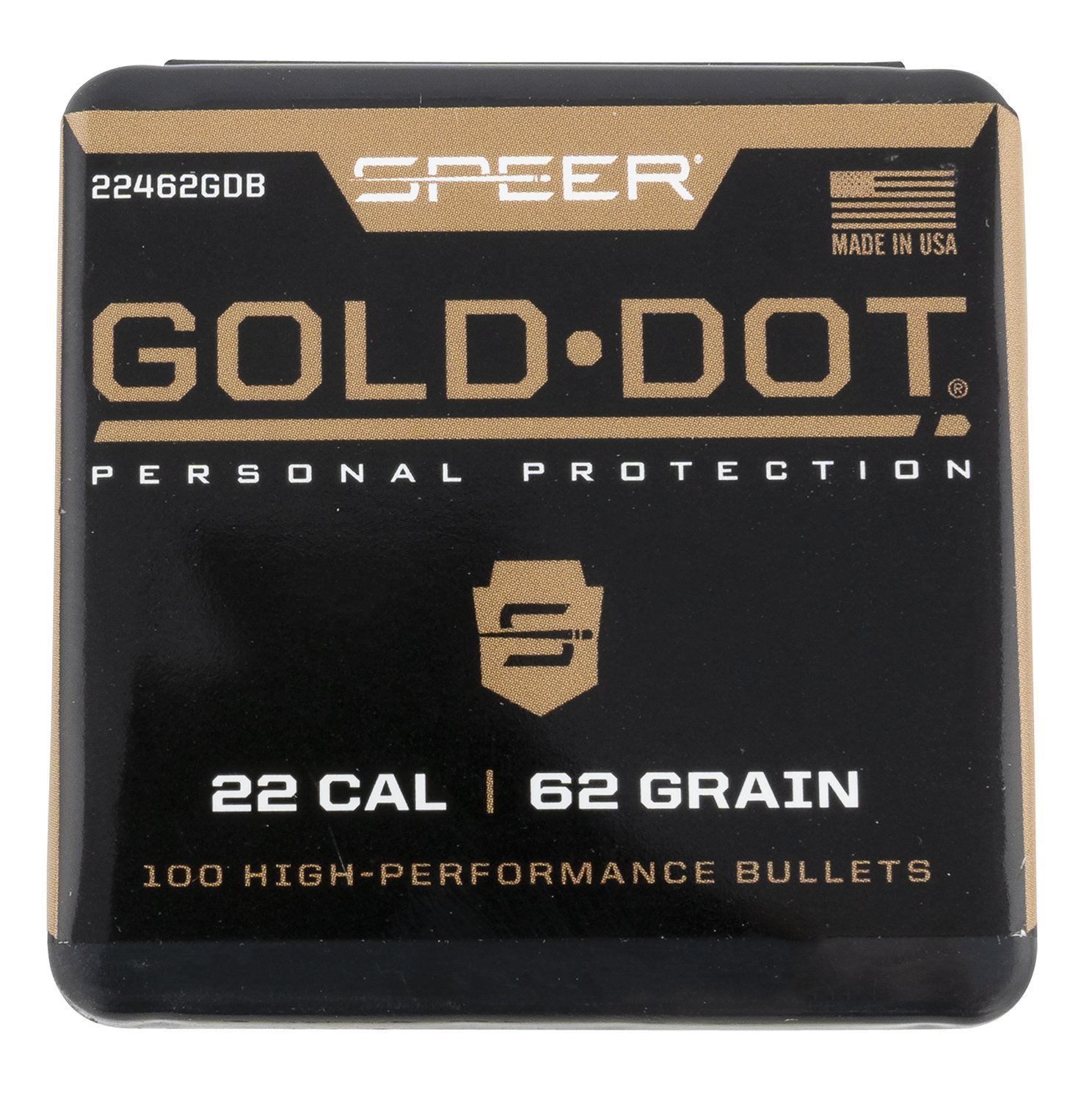 Speer 22462GDB Gold Dot .224 Cal 62gr Soft Point Bullets 100/Box - Speer - .22