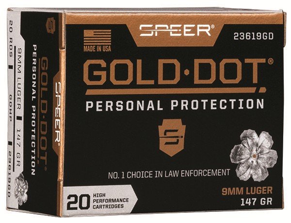 Speer 23619GD Gold Dot 9mm Luger 147gr Hollow Point 20/Box - Speer - HOLLOW POINT
