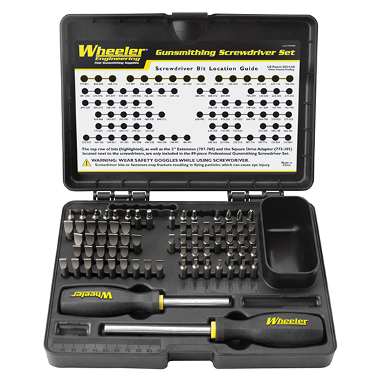 Wheeler 72-Piece Professional Gunsmithing Screwdriver Kit, S2 Tool Steel, Hardened 56-58 Rockwell C, Black/Yellow