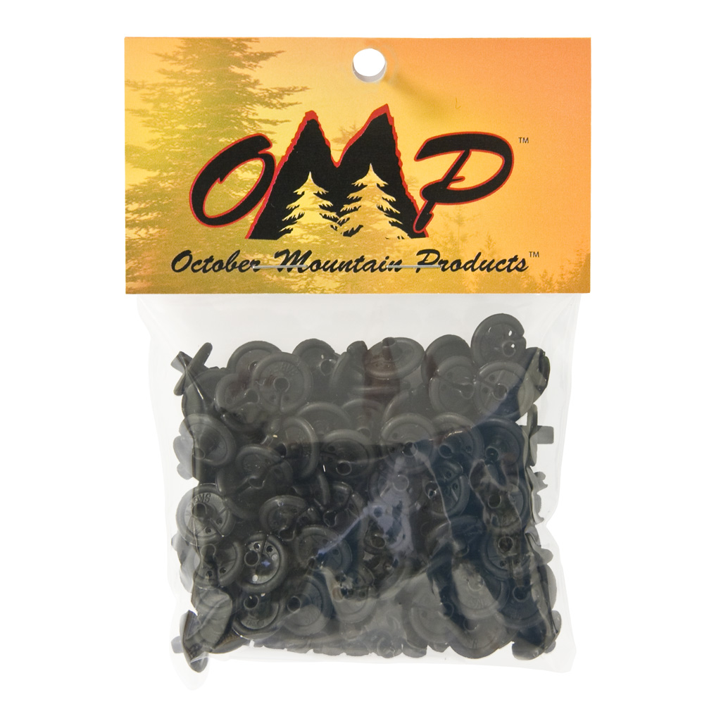 October Mountain 33213 Slotted Kisser Button Black 9/16" 100 Pack
