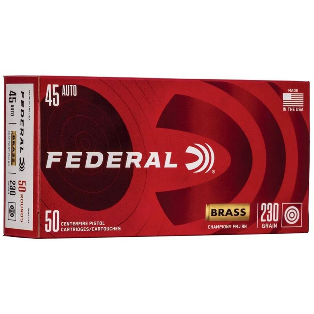 Federal Champion Training 45 Auto 230gr FMJ Ammo 50 Rounds - Federal Premium Ammunition - FULL METAL JACKET