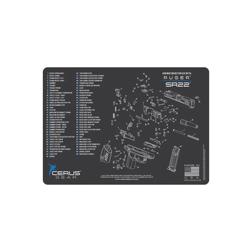 Cerus Gear Ruger SR22 Schematic Handgun Cleaning Mat 17x12 Charcoal Gray