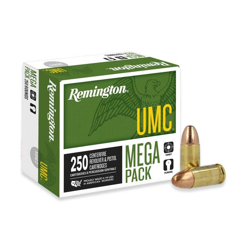 Remington Ammunition UMC Mega Pack 9mm Luger 115 gr Full Metal Jacket (FMJ) 250 Per Box/ 4 Cs
