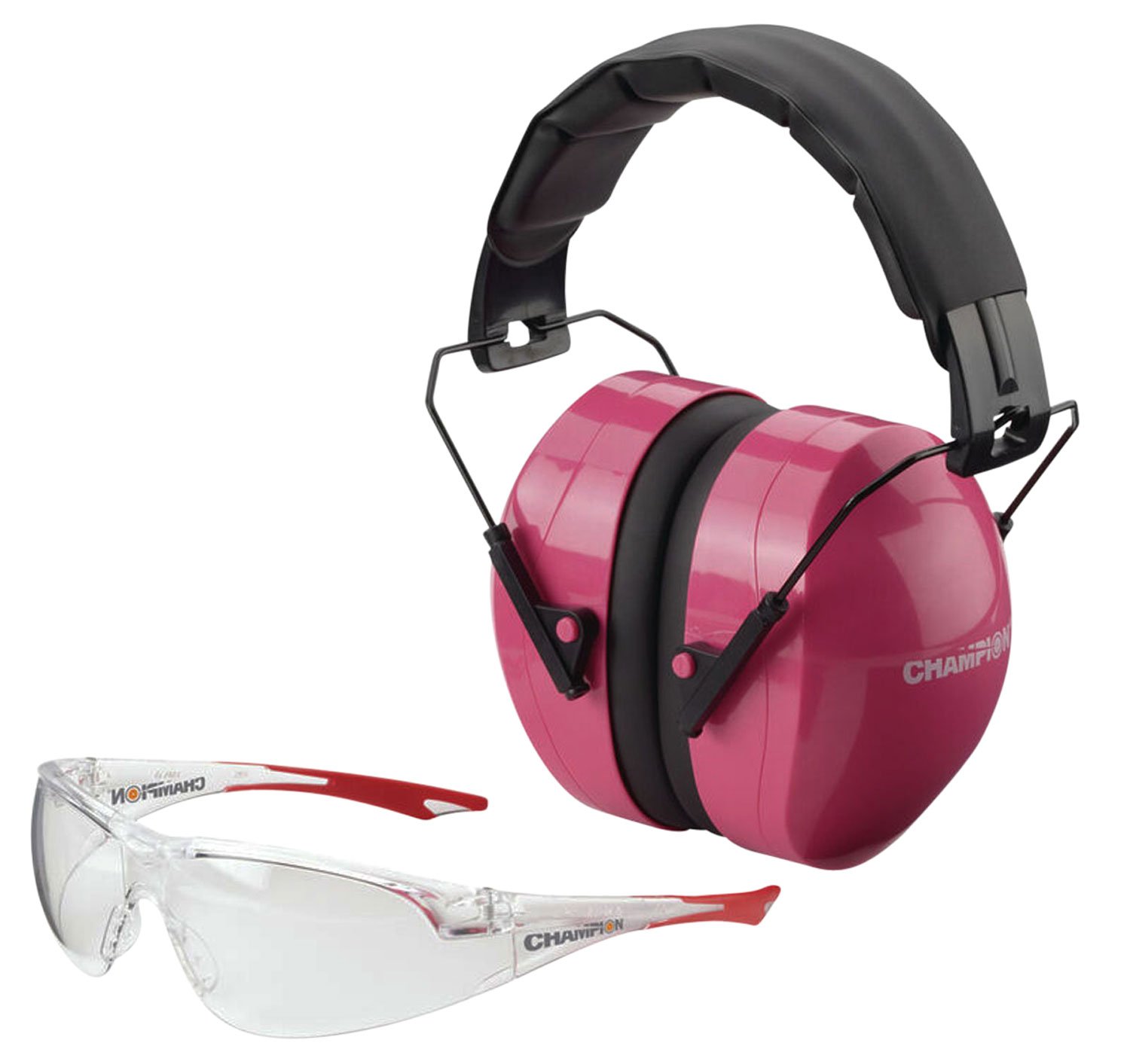 Champion 40624 Eyes & Ears Combo 26 dB Pink/Black Earmuffs & Glasses
