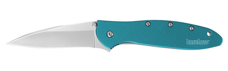 Kershaw 1660TEAL Leek 3" Folding Drop Point Plain Bead Blasted 14C28N...