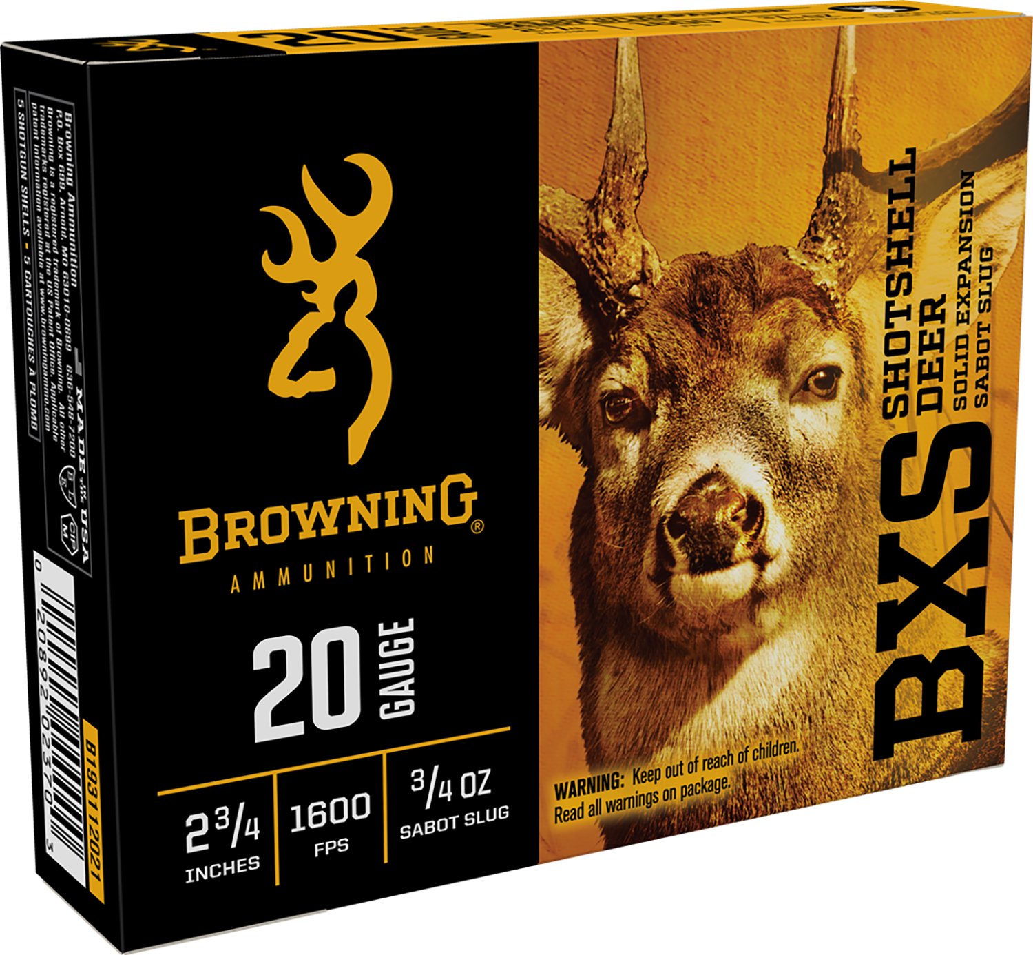 Browning 20ga 2-3/4'' 3/4oz Sabot Slug Ammo - Browning - 20 GAUGE