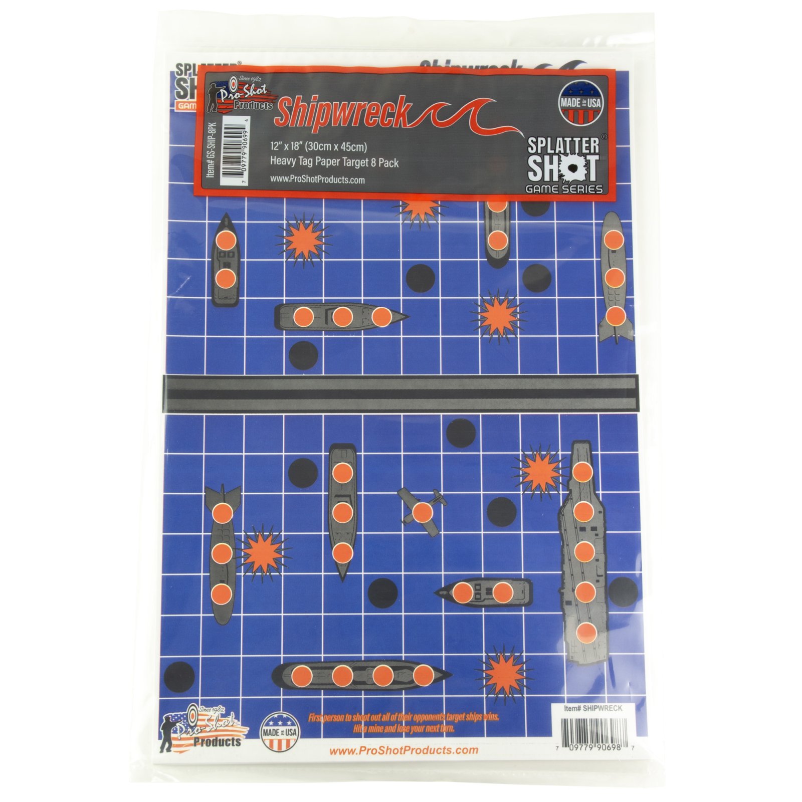 Buy ProShot SPLATTER SHOT GAME SERIES 12IN X 18IN SHIPWRECK HEAVY TAG PAPER TARGET - 8 PACK GS-SHIP-8PK online