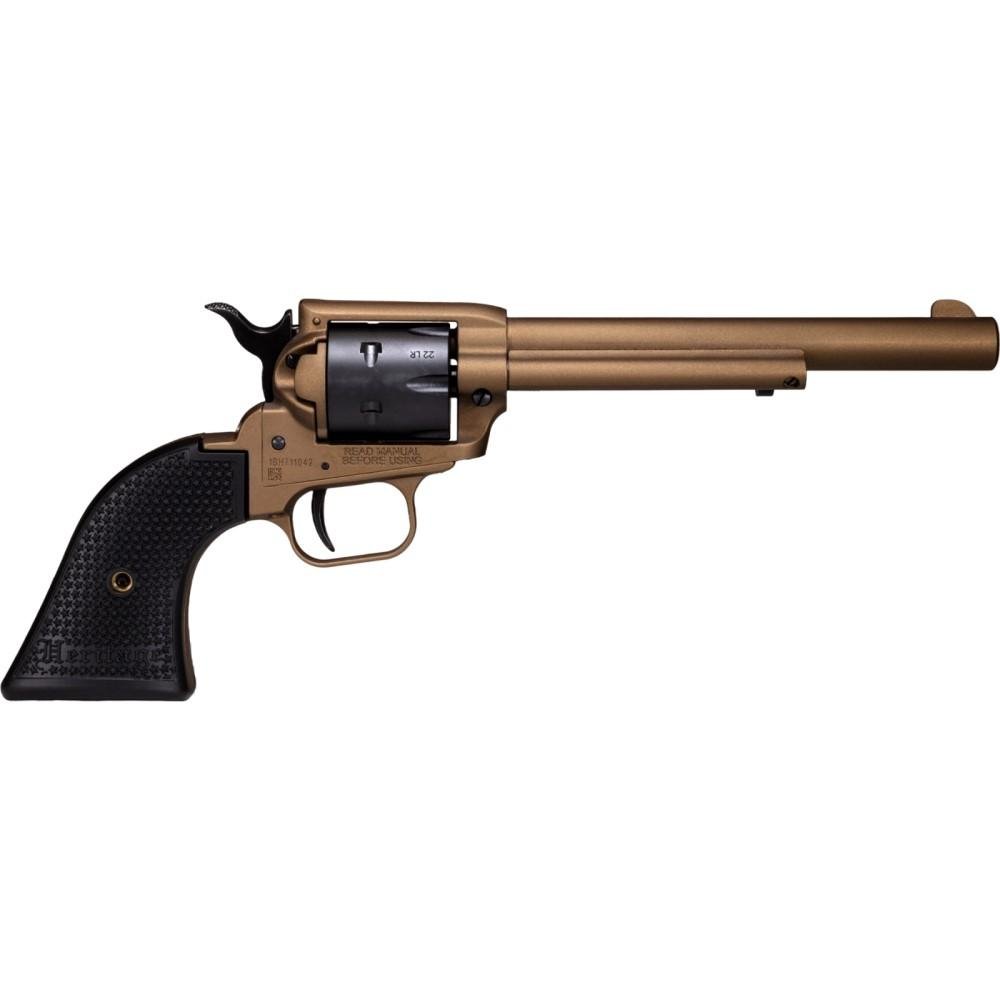 Heritage Rough Rider Revolver, .22 LR, 6.5" Barrel, Burnt Bronze Alloy Steel Frame, Black Satin Cylinder, 6 Rounds, Polymer Star Grips - Heritage - 22 LR
