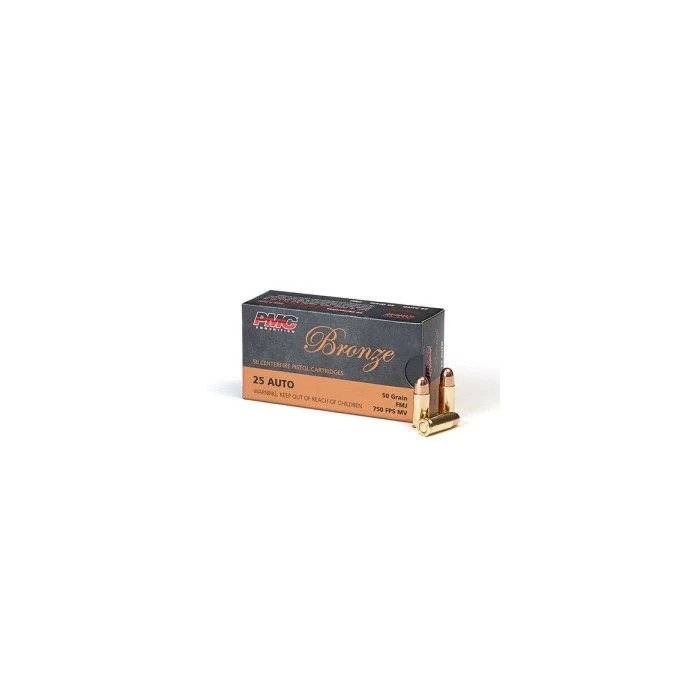 PMC 25A Bronze 25ACP 50gr Full Metal Jacket 50 Per Box/20 Case