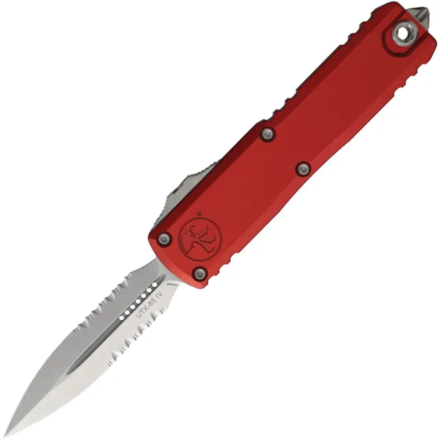 Microtech UTX-85 G4 3.1 In D/E Part Serrated Stonewash Red ALU Handle