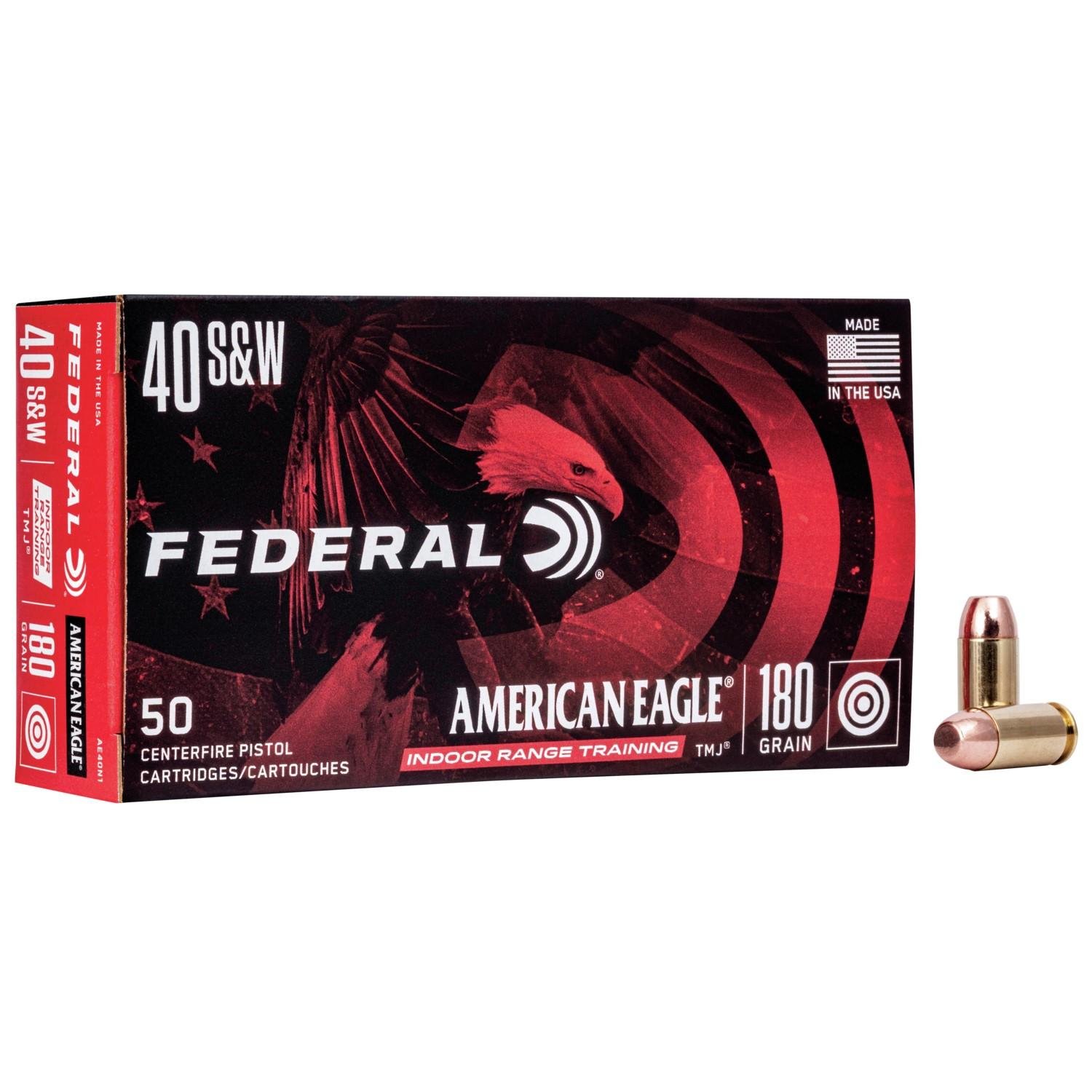 Federal AE40N1 40 S&W 180 Grain Total Metal Jacket 50 Rounds Box - Federal Premium Ammunition - TOTAL METAL JACKET