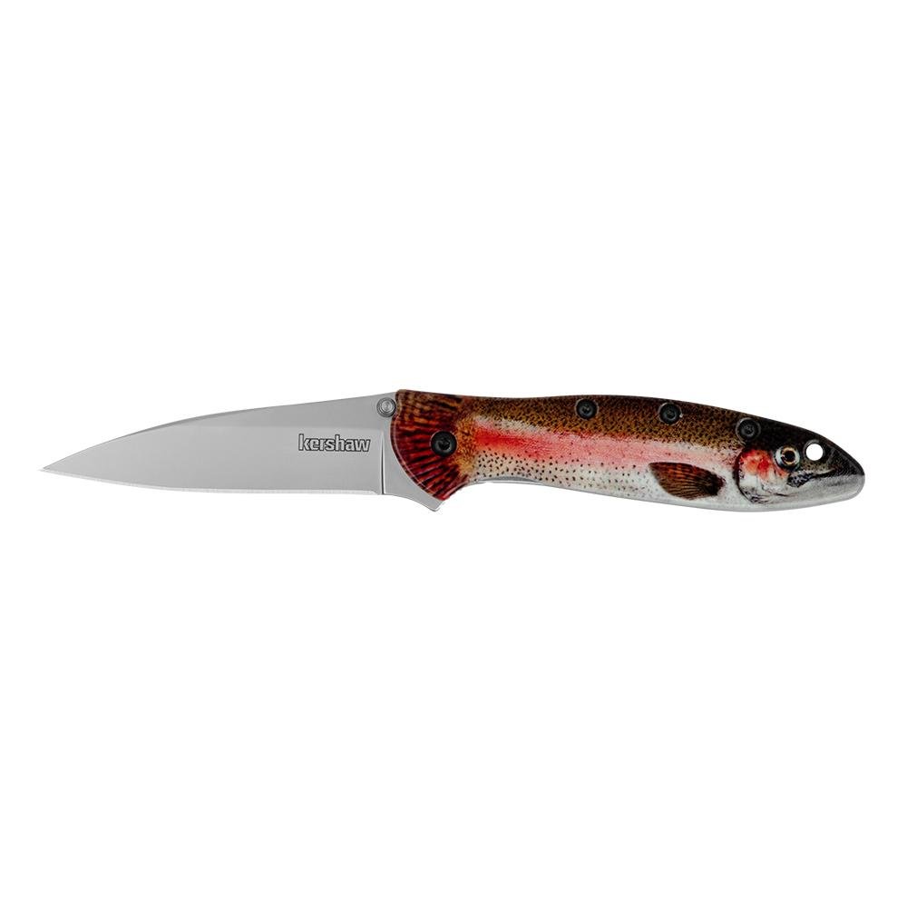 Kershaw 1660TROUT Leek EDC 3" 14C28N Steel Blade, Rainbow Trout Handle