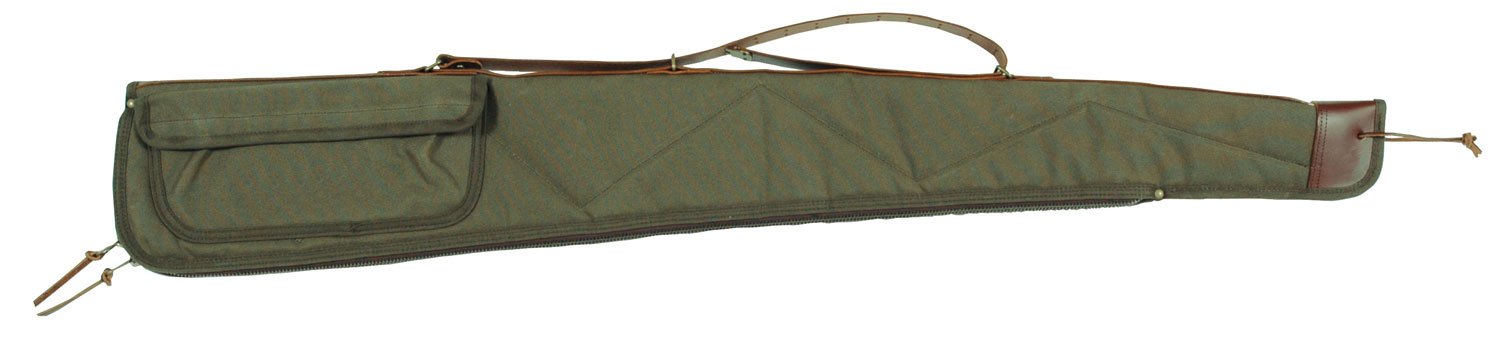 Bob Allen 14533 Green Canvas Shotgun Case 44" with Leather Strap