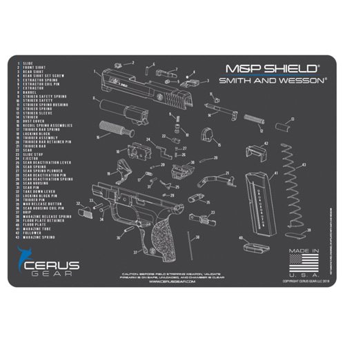 SW MP Shield Pro Schematic Mat 12x17 - Charcoal/Cerus Blue, Vulcanized Rubber, Made in USA - Cerus Gear - Universal