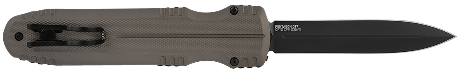 Buy SOG Pentagon 3.75" S35VN Double Action OTF Knife - BL/PL FDE Double Edge online