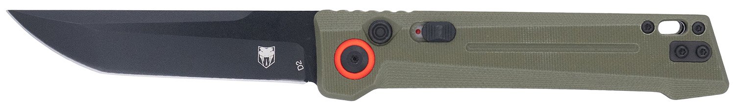 Buy CobraTec Knives CTIFRODG Inferno 3.50" OTF Tanto Plain Black TiCN D2 Steel Blade, 4.75" OD Green Textured Handle online