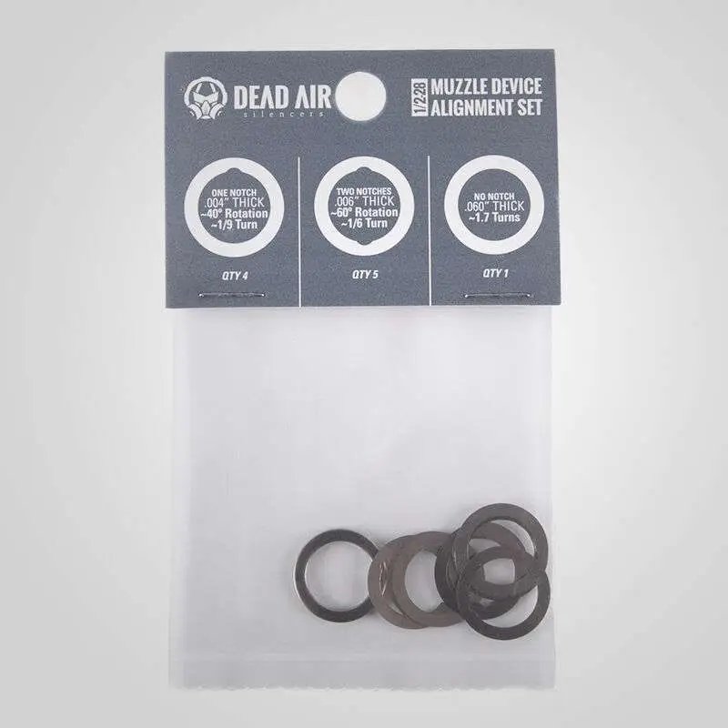 Dead Air Shim Kit for 1/2-28 or 5/8-24 Threads - Precise Alignment for Muzzle Devices - Dead Air - 5.56