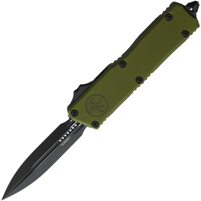 Microtech Scarab II G3 3.97 In D/E Black OD Green Aluminum Handle