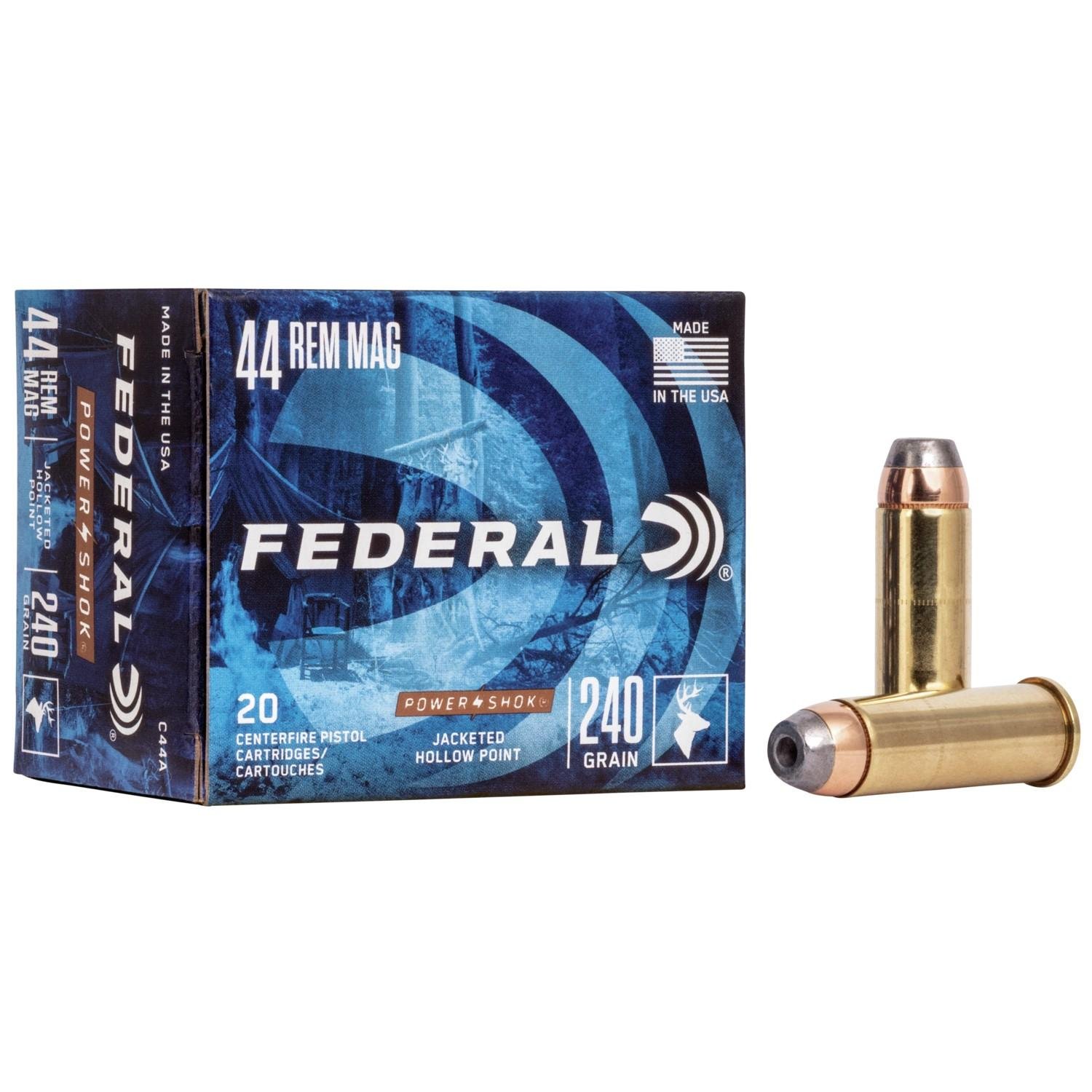 Federal C44A 44 Remington Magnum 240 Grain Jacketed Hollow Point 20 Rounds - Federal Premium Ammunition - JACKETED HOLLOW POINT