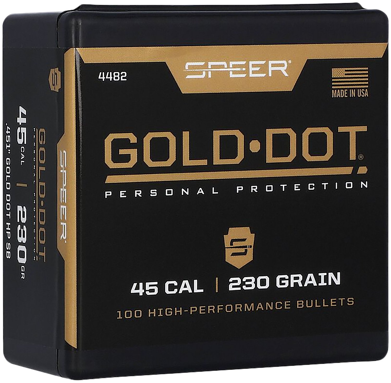 Speer 4482 Gold Dot 45 Cal 230gr Hollow Point Bullets 100/Box - Speer - 45 Caliber