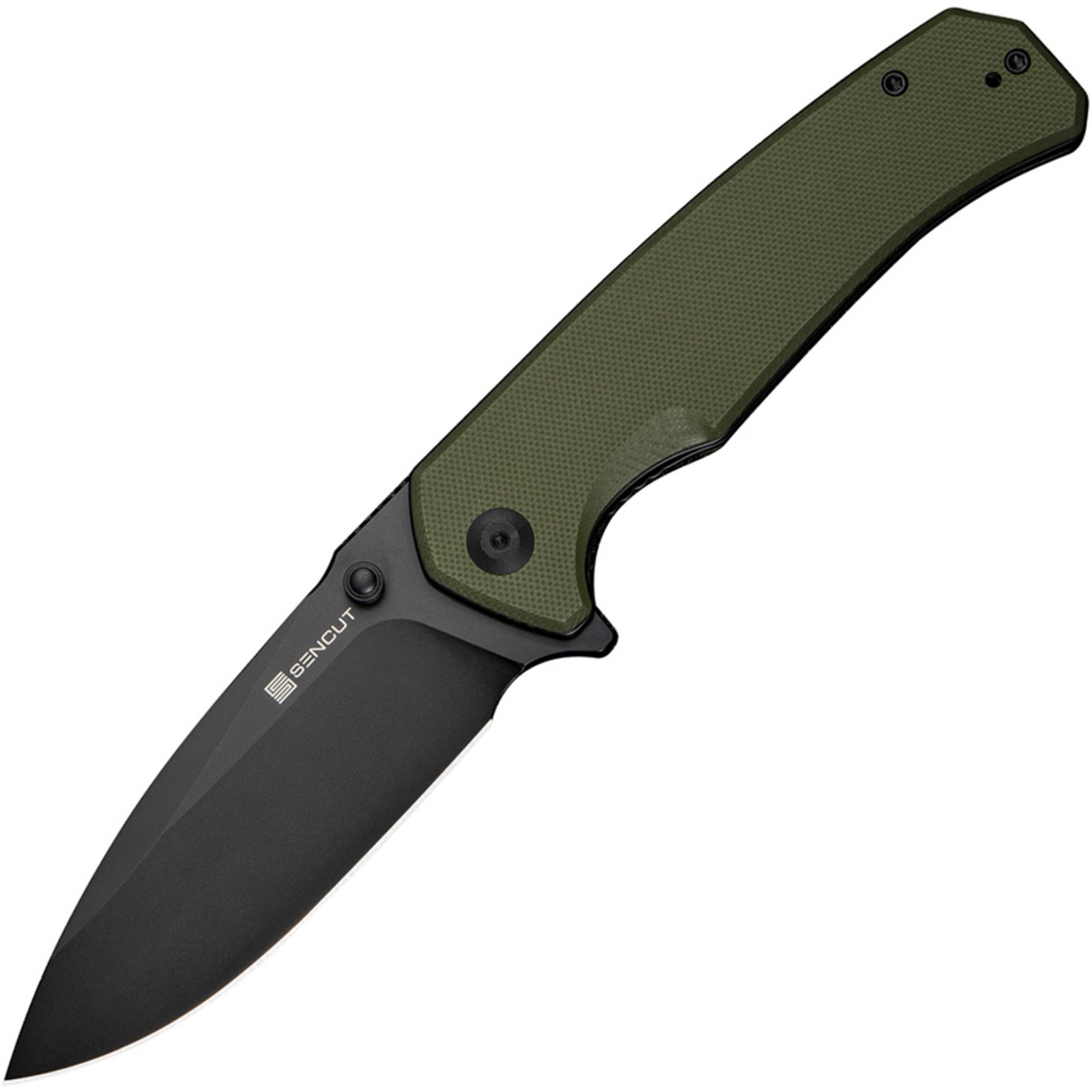 SENCUT SKARNAX 3.79" DRP/PLN/BLK ODG G10 OD Green G10 Handle, Black 9Cr18MoV Blade, Liner Lock