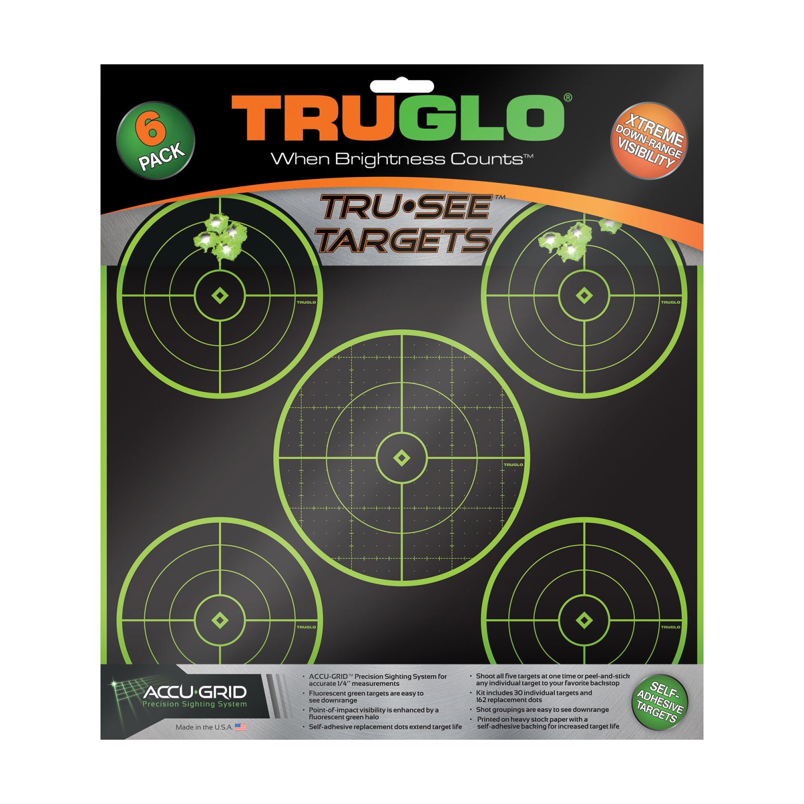 TruGlo TruSee Splatter 5-Bullseye Target Green 12x
