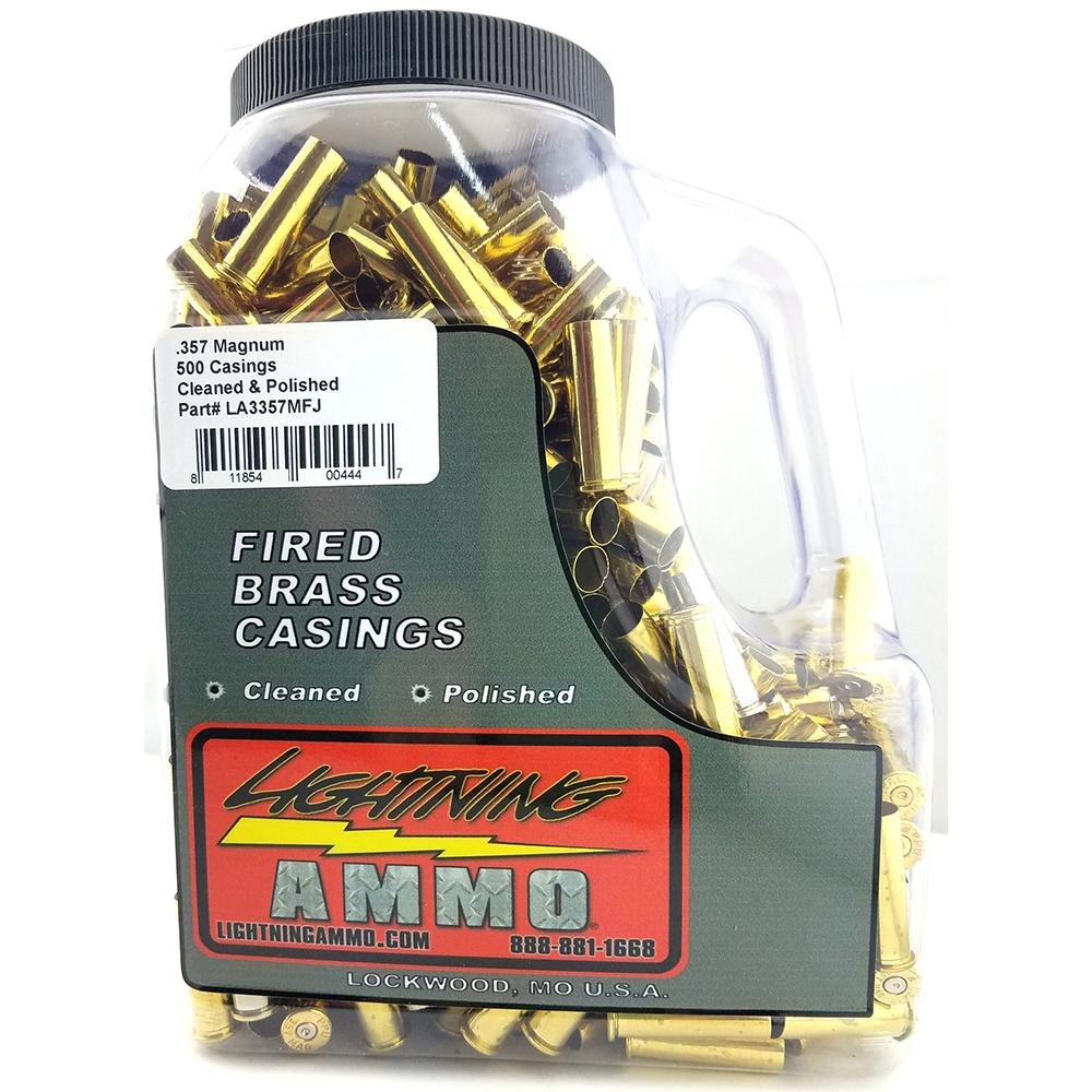 Lightning Ammo LA-3357MFJ .357 Mag Cleaned Brass 500ct Jug - Lightning Ammo - .357 Mag