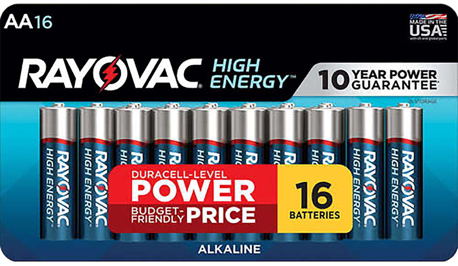 Rayovac 81516LT03 AA Alkaline Batteries 1.5V 2700mAh (16 Pack) - RAY - 2,700