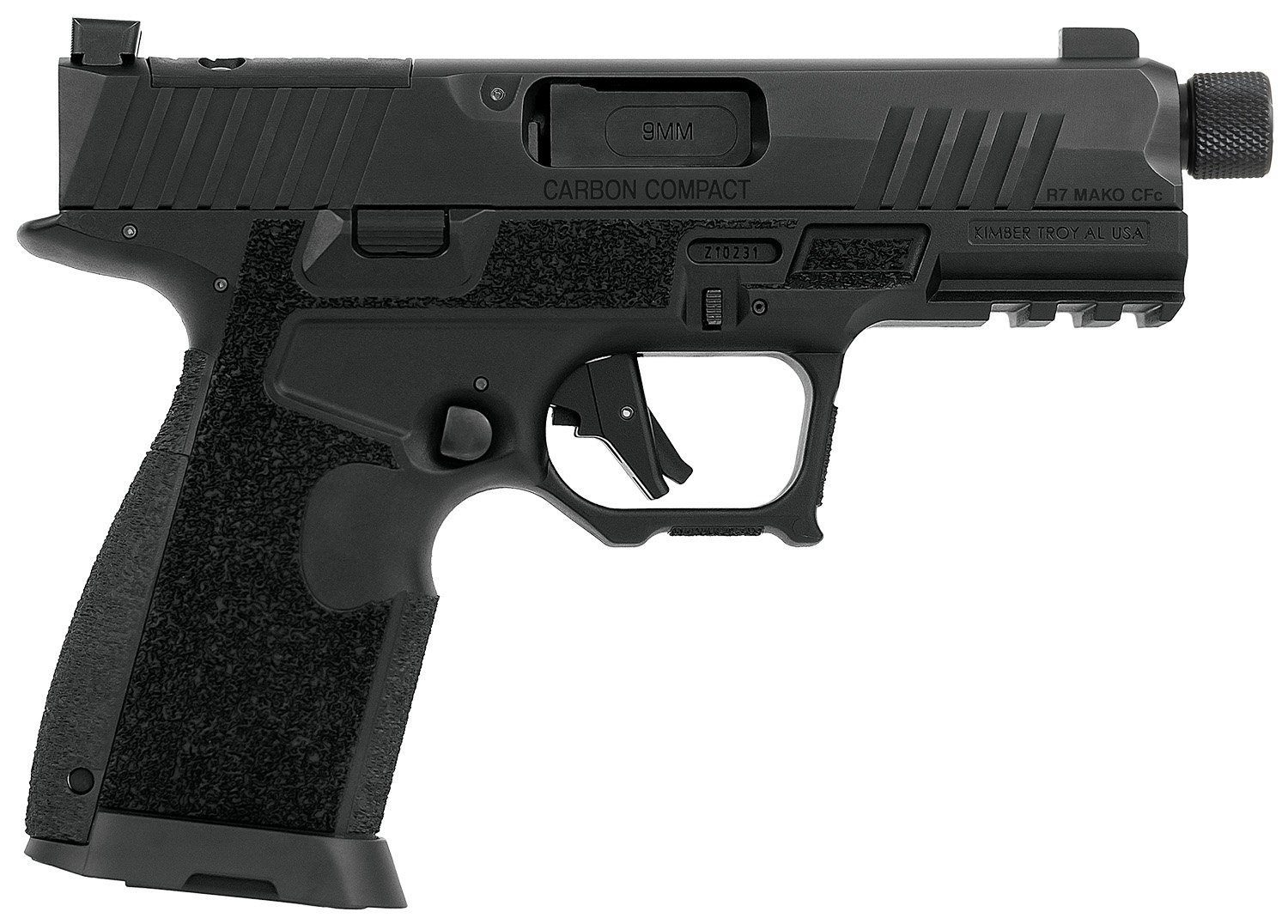 Kimber R7 Mako Carbon 9MM Compact Pistol: 4.42" Threaded Barrel, Optics Ready, TruGlo Night Sights, 15Rd, 2 Mags, Tactical - Kimber Manufacturing, Inc. - 9mm