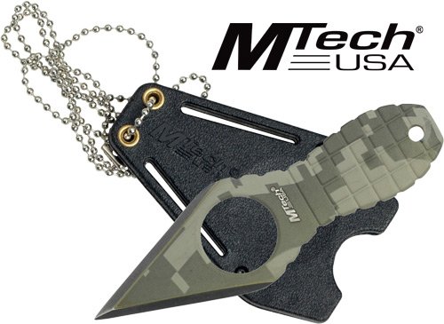 MC MTECH 2.25" SPEAR POINT NECK KNIFE W/SHEATH STONEWASH - Master Cutlery