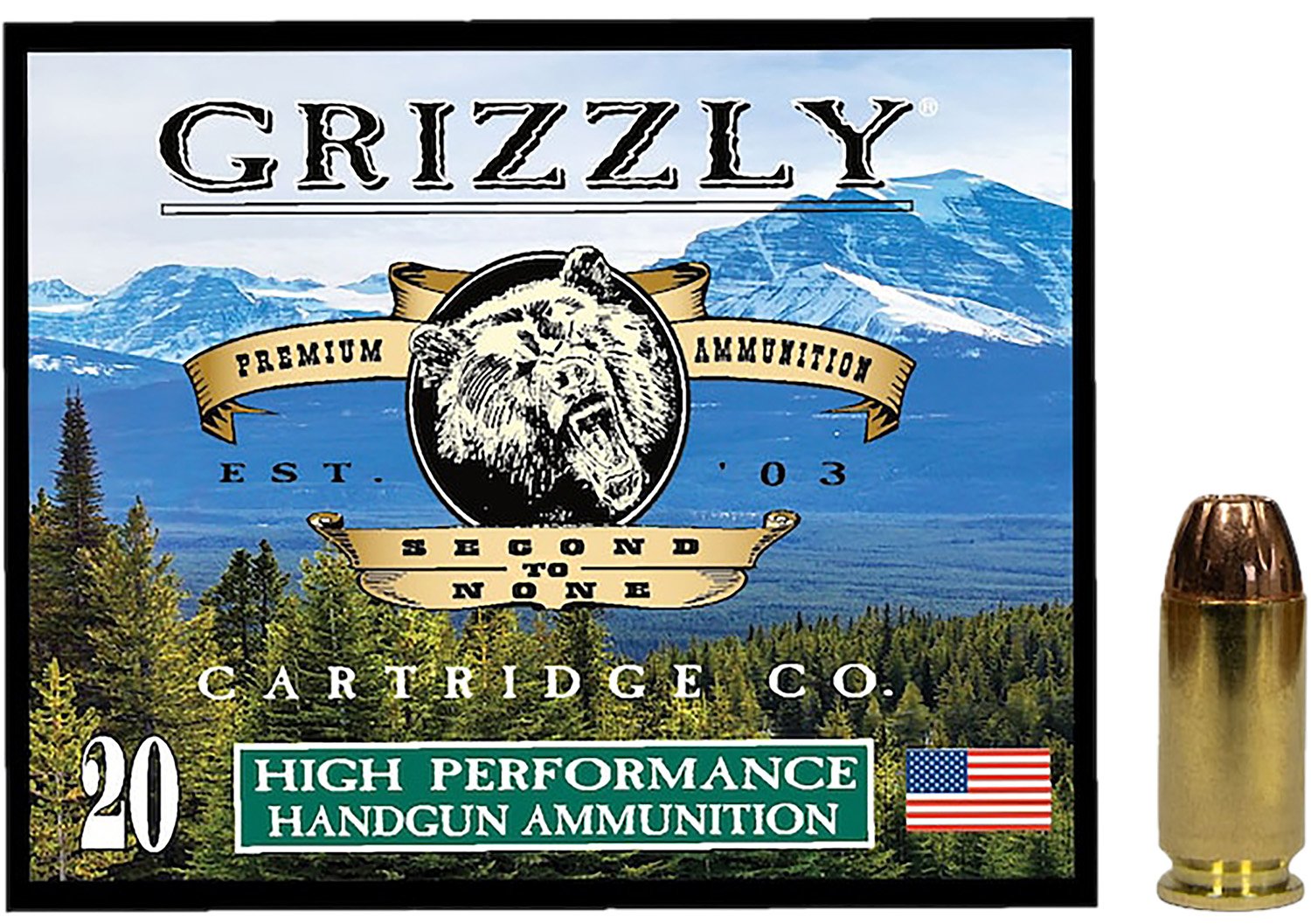 Grizzly GC4SW1 40S&W Ammo 200gr JHP 20/Box 1000fps 444ft-lbs - GRIZZLY - .40 S&W