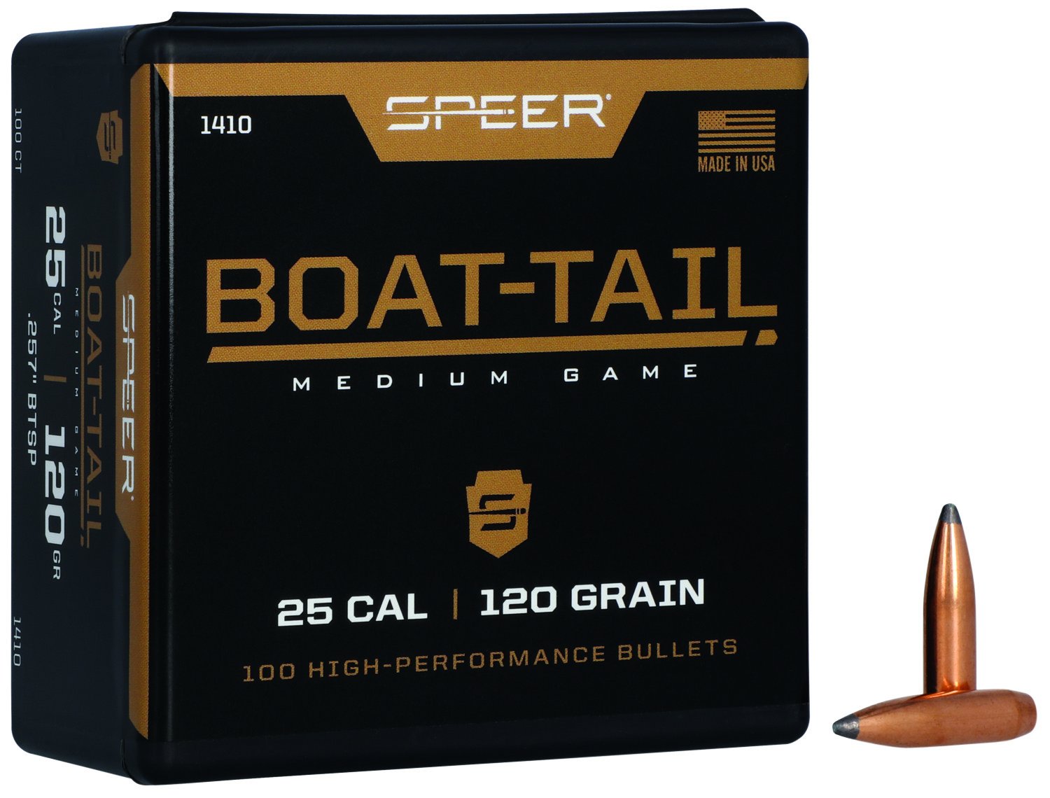 Speer 1410 Boat-Tail .25 Cal 120gr JSP Bullets 100ct Box - Speer - 25 Caliber