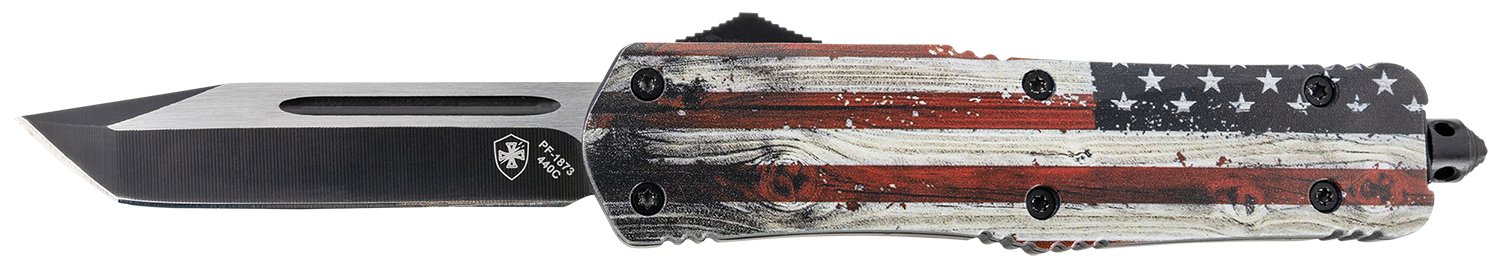Templar LWUS231 Wood US Flag Gen II 3.5" OTF Tanto Black 440C Blade - TEMP - TANTO