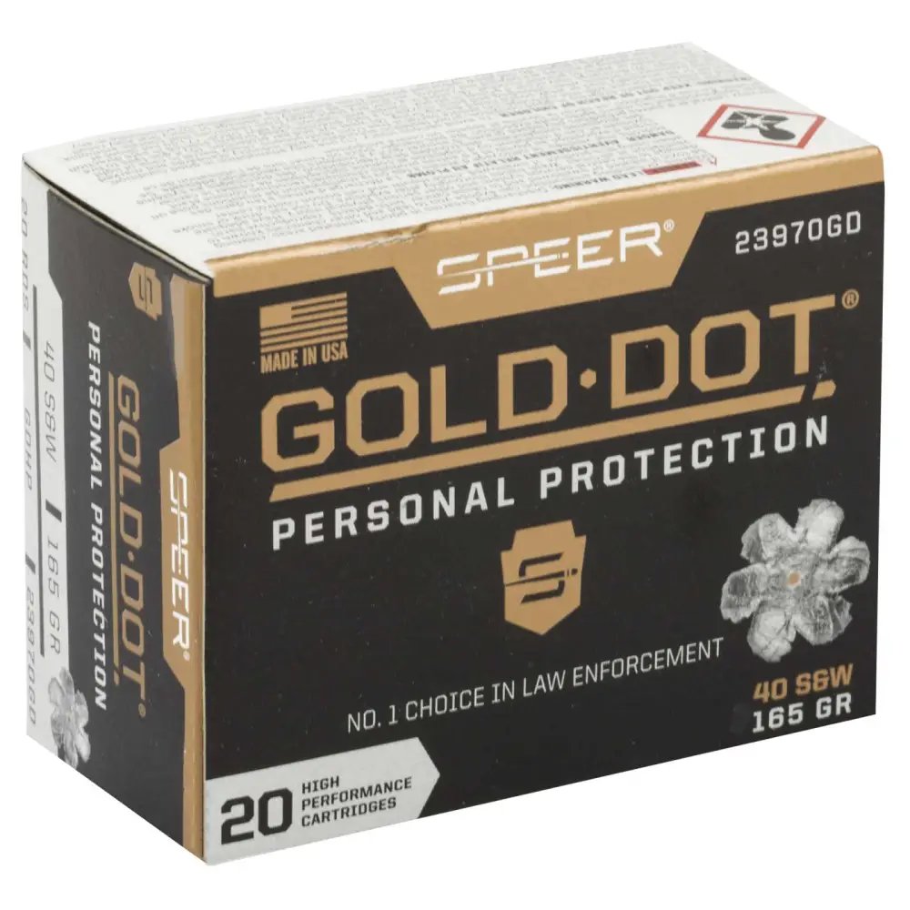 Speer 23970GD Gold Dot 40 S&W 165gr Hollow Point 20 Rounds - Speer