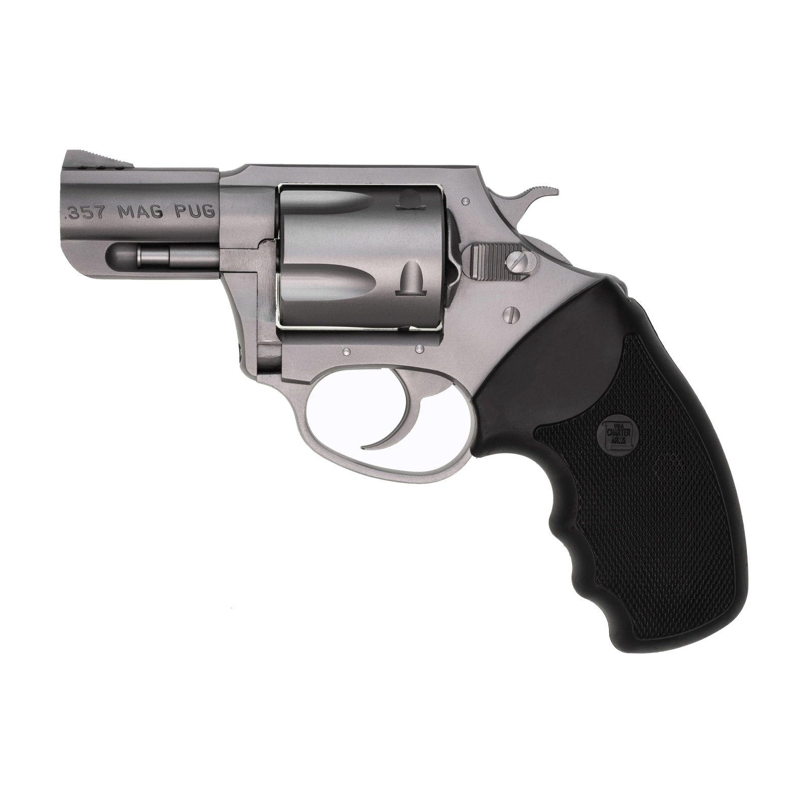 Charter Arms 73520 Mag Pug 357 Mag 5rd 2.20" Ported Barrel, Matte Stainless Steel Cylinder & Frame, Standard Hammer, Finger Grooved Black Rubber Grip