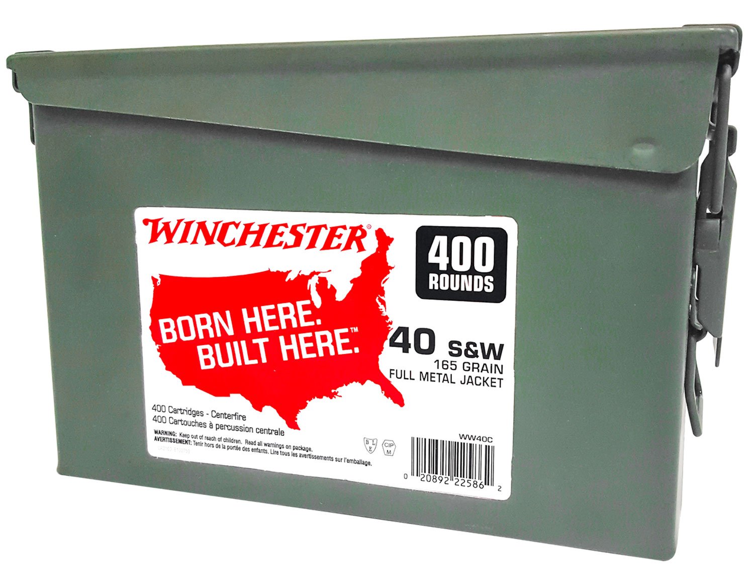 Winchester Ammo WW40C USA Target 40 S&W 165 gr Full Metal Jacket Truncated-Cone (TCFMJ) 400 Per Box/ 2 Cs - Winchester - FULL METAL JACKET TRUNCATED CONE