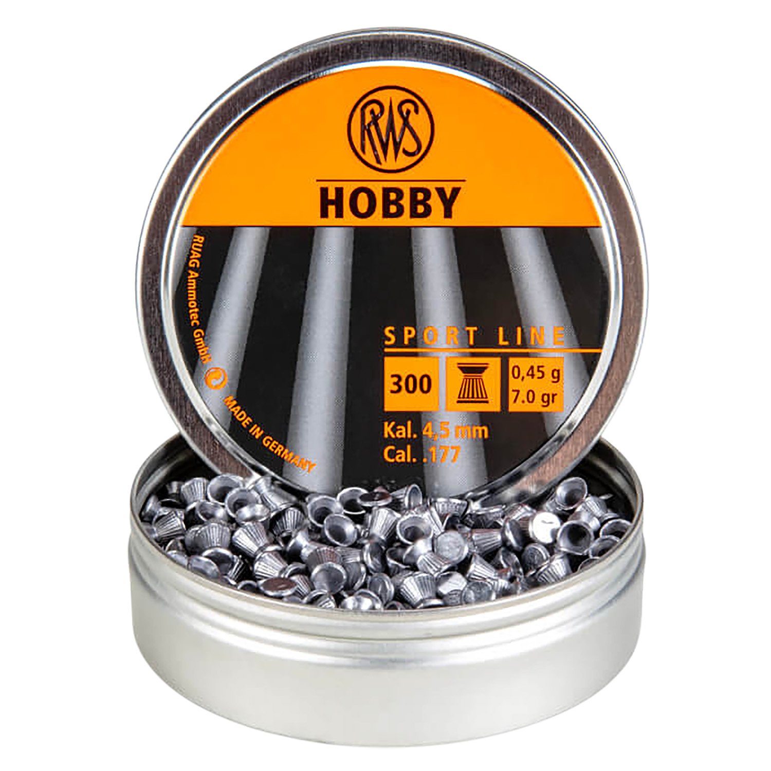 Umarex RWS Hobby .177 7gr Wadcutter Pellets, Lightweight, High Velocity, 300 Count Tin, Model 2317400 - UMA - 177