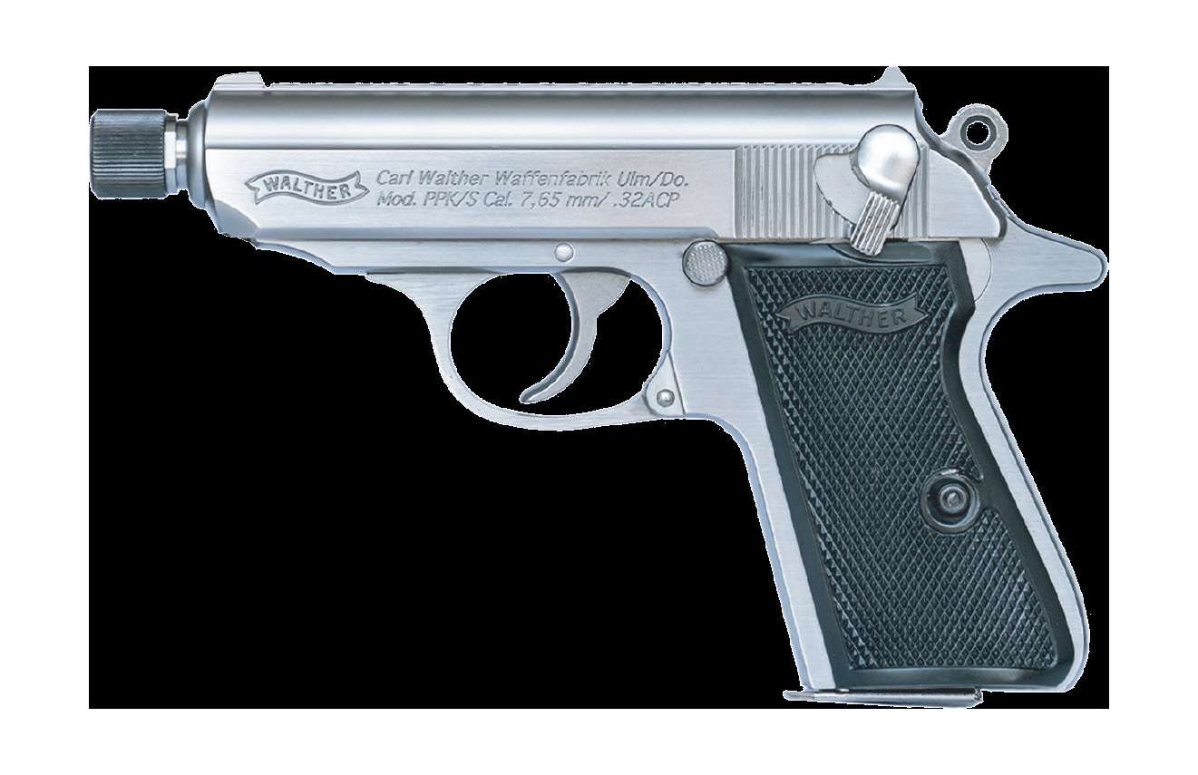 Walther PPK/S SD 32ACP 7RD Stainless Steel Black Grips - Walther - 32 ACP