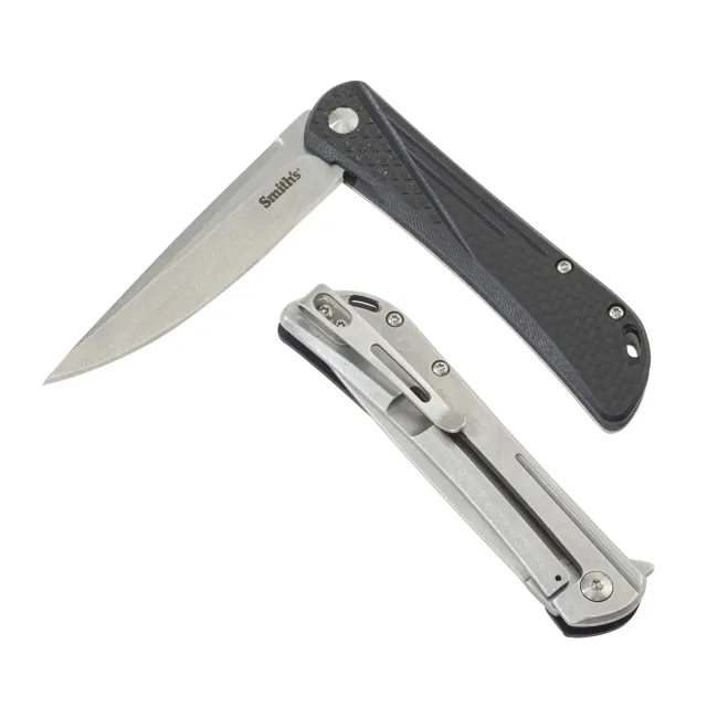 Smith's Wystan Black Pocket Knife 3 Inch Blade Folding Utility Tool - Smith's