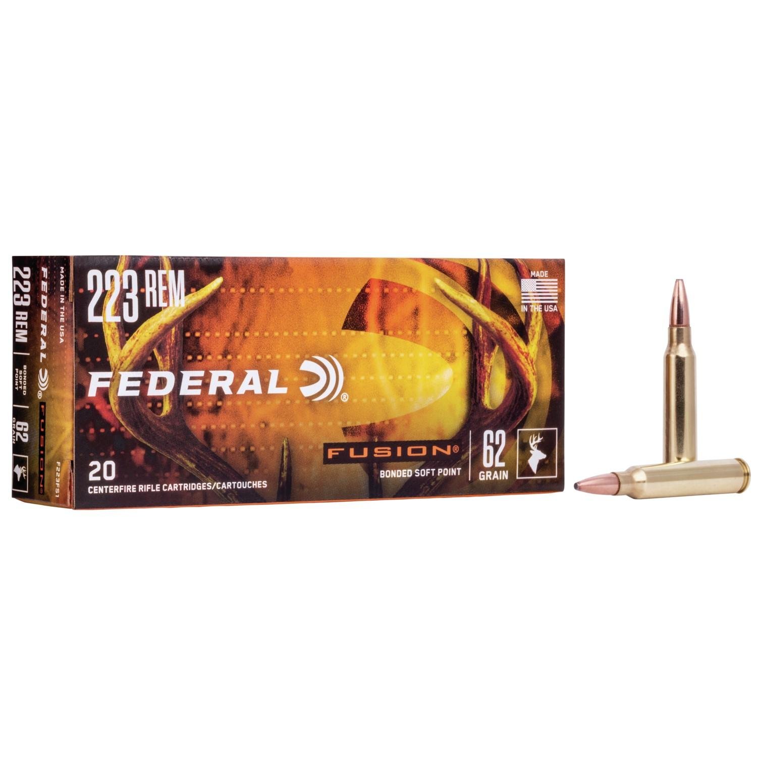 Federal F223FS1 Fusion 223 Rem 62 gr Soft Point Ammo 20/Box 10/Cs - Federal Premium Ammunition - BONDED SOFT POINT