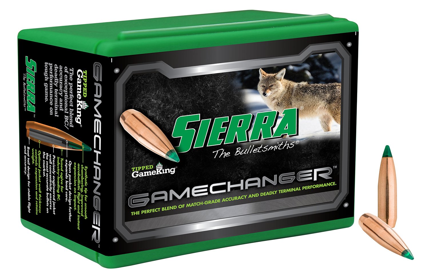 Sierra 4062 Tipped GameKing .22 Cal .224 64 gr 100 Per Box: Optimal thickness, instant expansion, industry-leading BC. - Sierra Bullets - .224