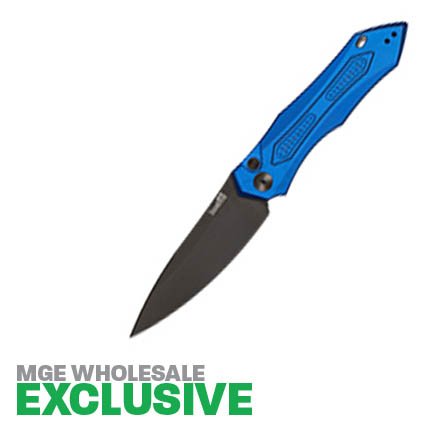 Kershaw 7800BLUBLK Launch 6 Black 3.75" Drop Point Blue Scales MGE Exclusive