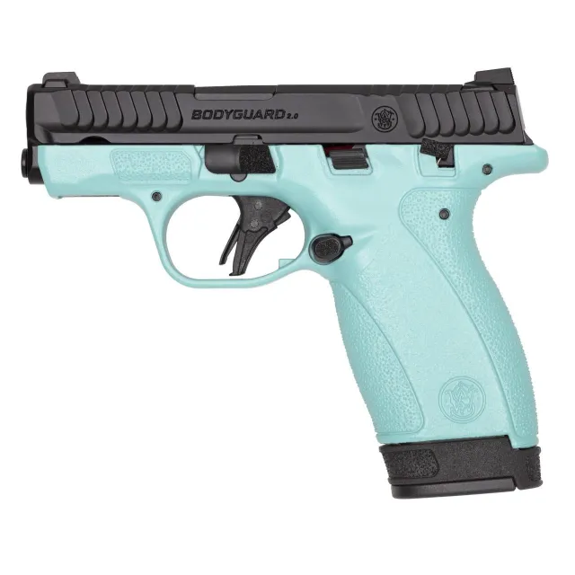 Smith & Wesson M&P Bodyguard 2.0 Handgun .380 Auto 10rd (1) & 12rd (1) Magazines 2.75 Barrel Robin's Egg Blue Grip Thumb Safety - Smith & Wesson - 380 ACP