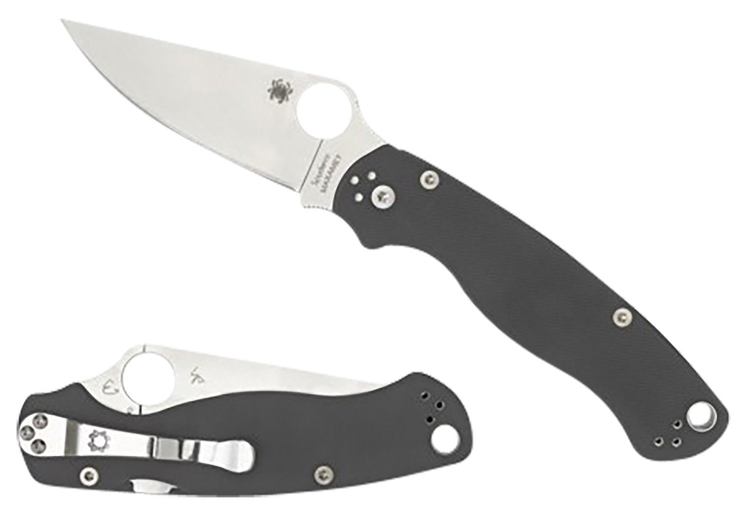 Spyderco C81GPDGY2 Para Military 2 3.47" Folding Plain Satin Maxamet... - Spyderco