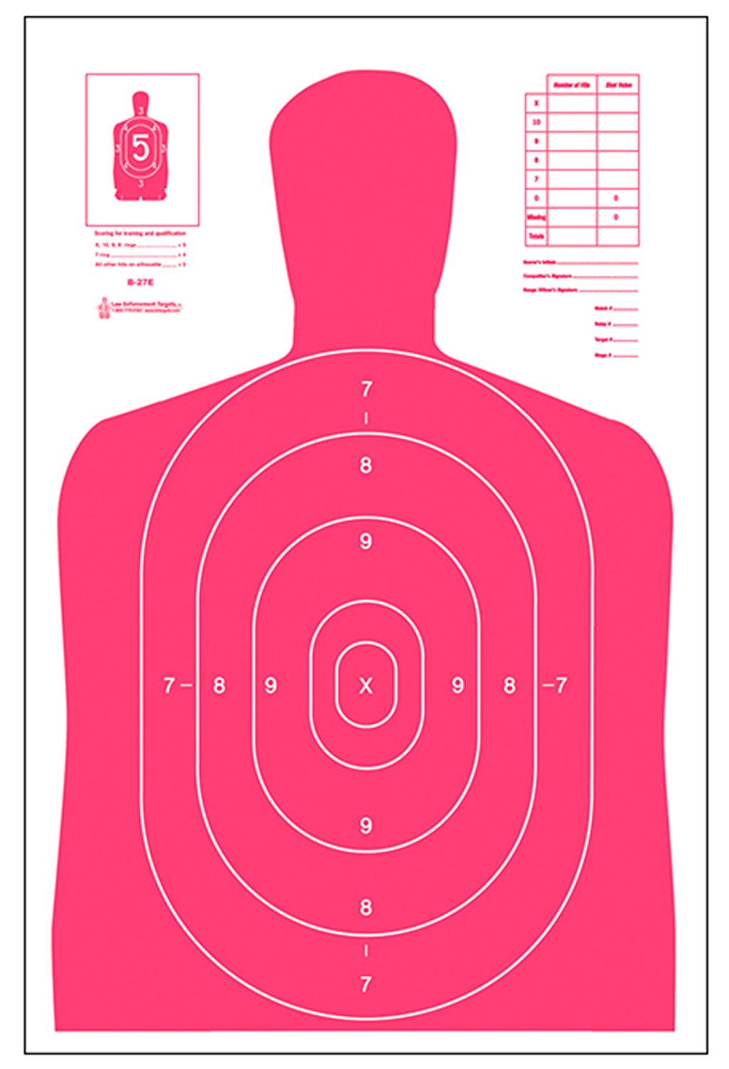 Action Target B27ERD100 23 in x 35 in Fluorescent Red White Target 100 Coun - Action Target
