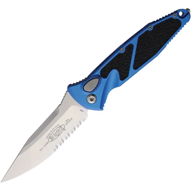 Microtech 160A-11BL Socom Elite 3.98 In SE/PS Auto Stonewash Blue Alu Handle
