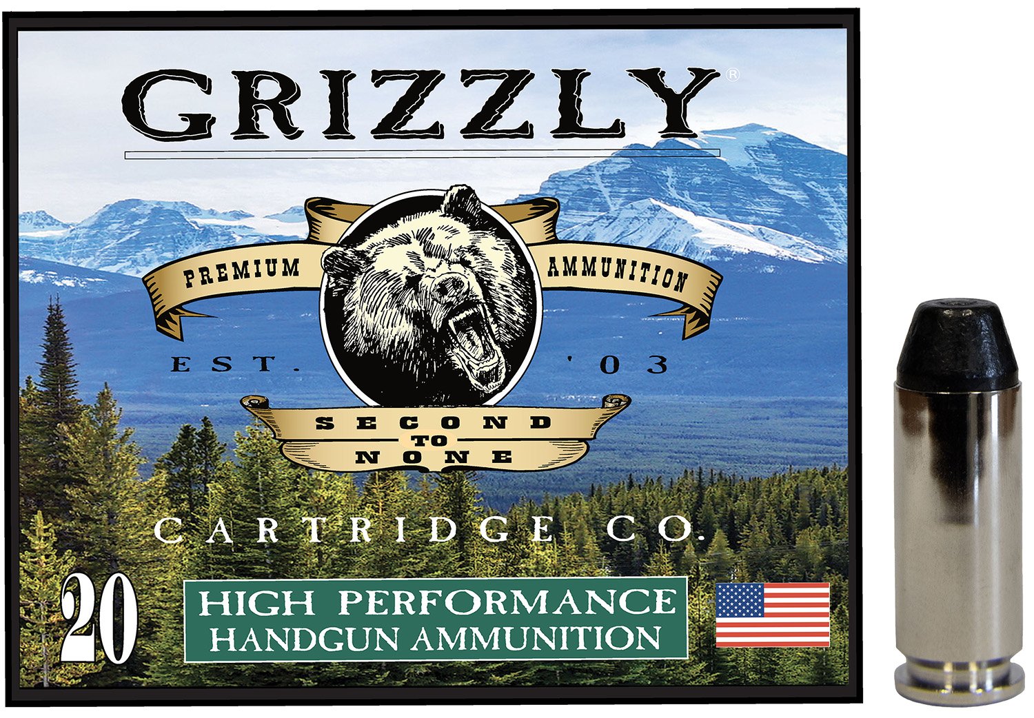 Grizzly Ammo GC10M10 10mmAuto 220gr Full Metal Jacket Flat Point 20 Per... - GRIZZLY - 10MM AUTO
