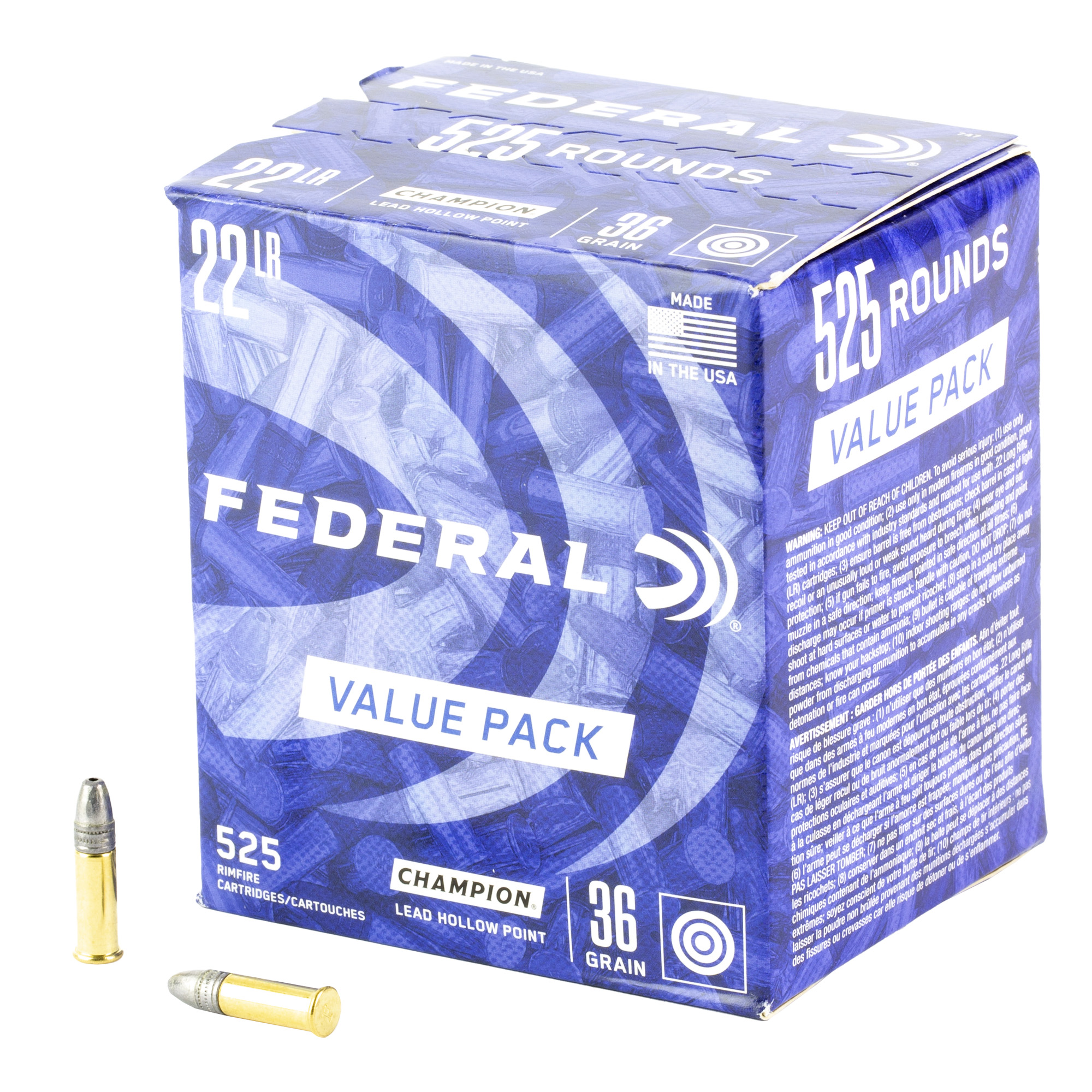 Federal 747 22 LR 36 Grain Lead Hollow Point 525 Rounds Value Pack - Federal Premium Ammunition - 22 LR