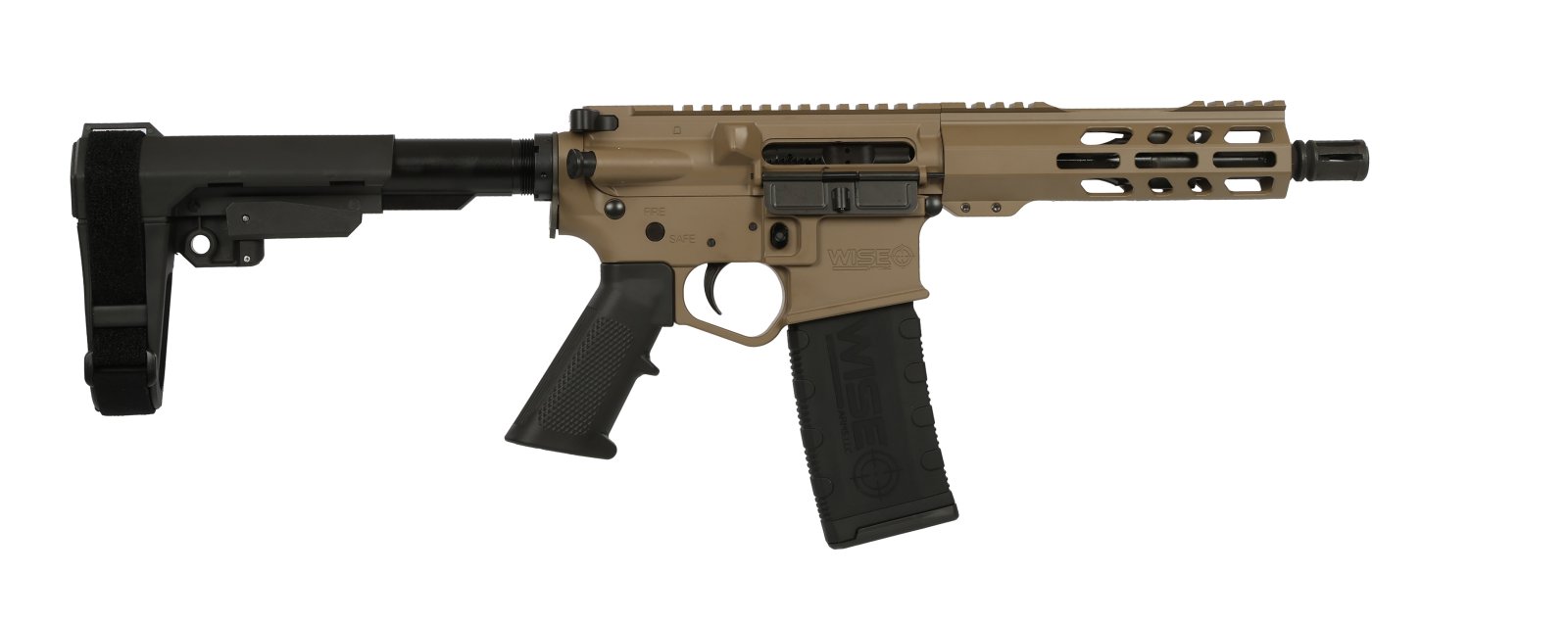Wise Arms 7.5-300-SBA3-FDE WA-15B 300 AAC Blackout 7.5" FDE Cerakote Semi-Auto Pistol - Wise Foods, Inc. - 300 AAC Blackout
