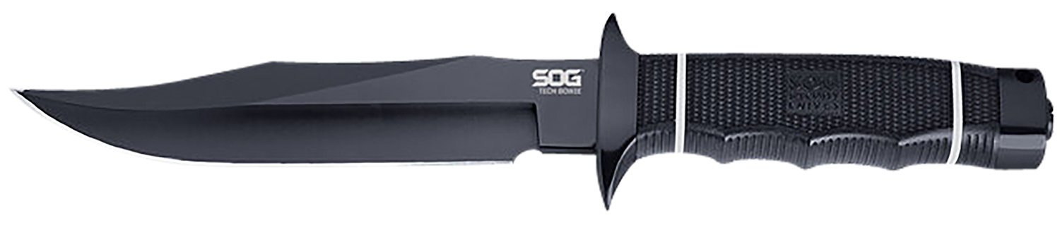 SOG SOGS10BK Tech Bowie 6.4" Fixed Blade Black TiNi AUS-8 Kraton Handle - SOG - CLIP POINT